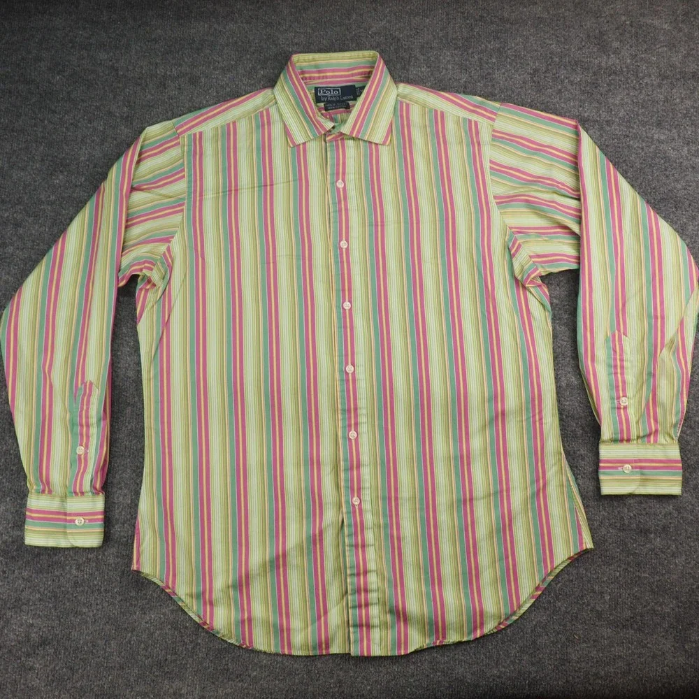 Polo Ralph Lauren Shirt Philip Sport Mens Med Multi Color Striped Button Up